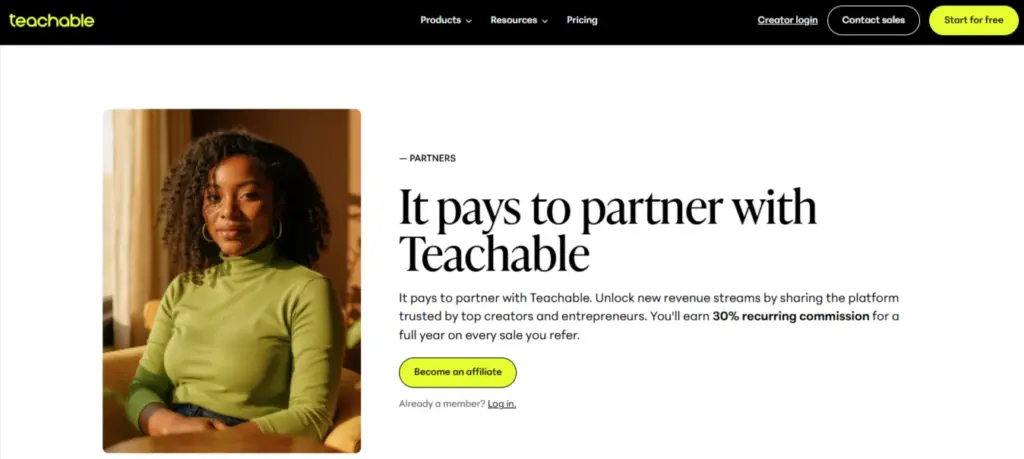 Teachable affiliate program