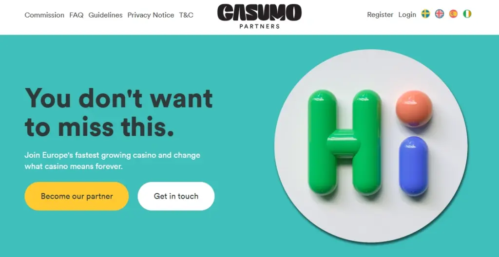 Casumo Affiliates-homepage