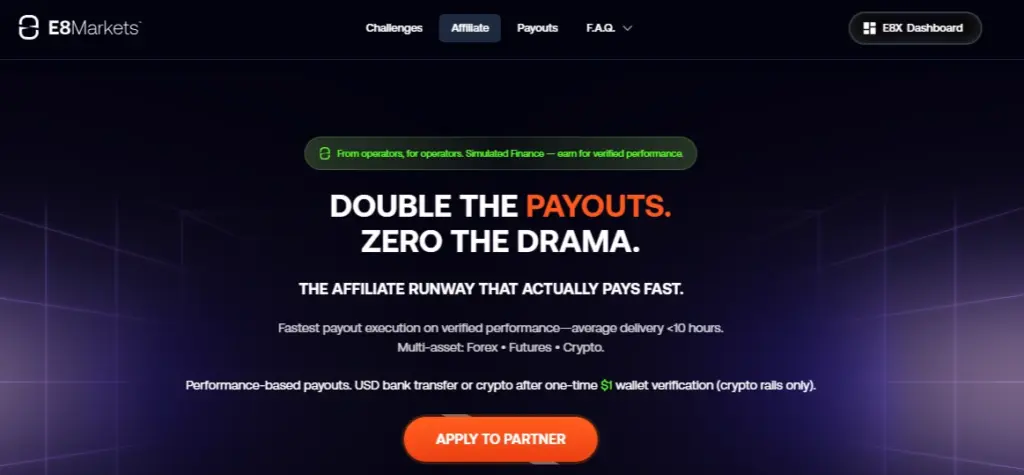 E8 Markets Affiliate Program-homepage