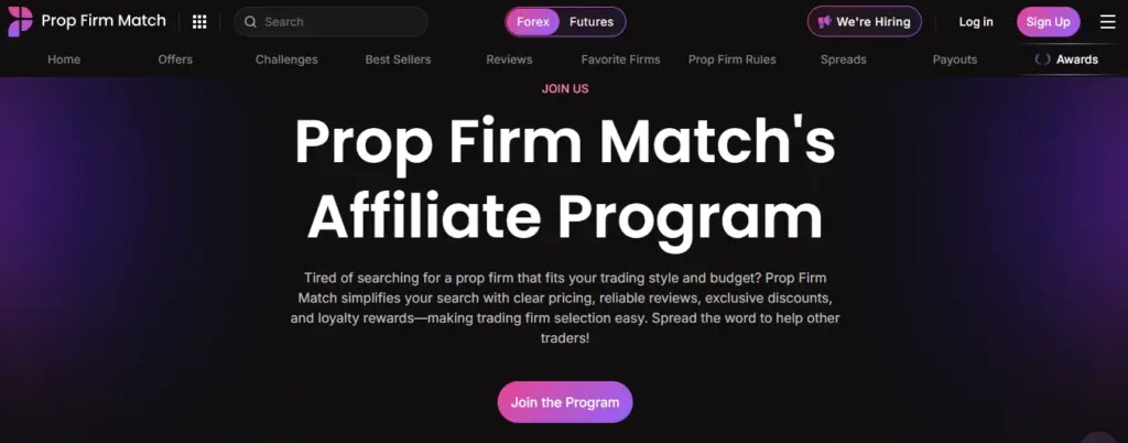 Prop Firm Match Affiliate Program-homepage