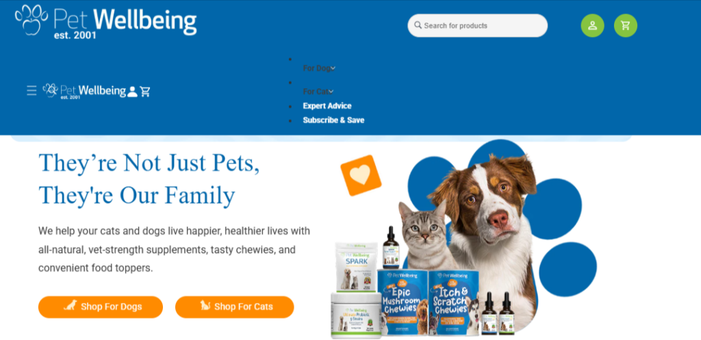 Pet Wellbeing-homepage