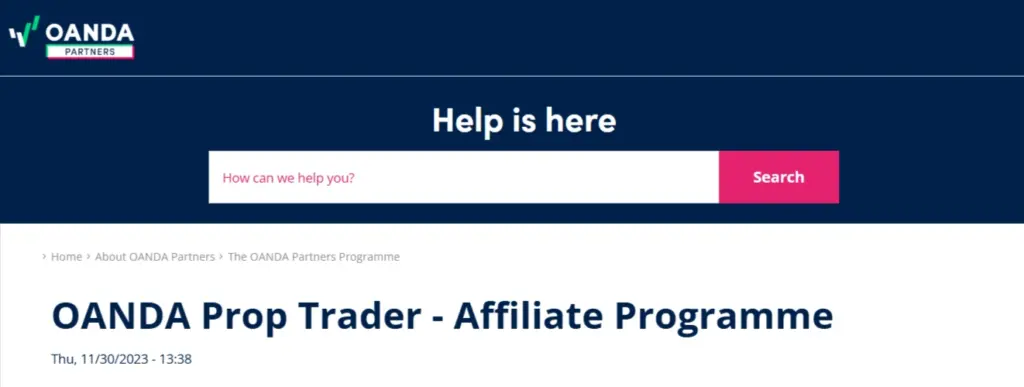 OANDA Prop Trader Affiliate Program-homepage