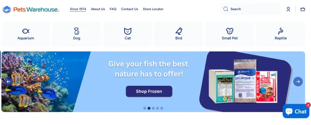 Pets Warehouse -homepage