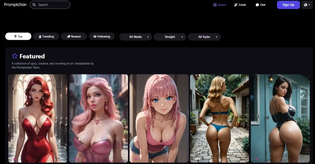 Promptchan AI-homepage