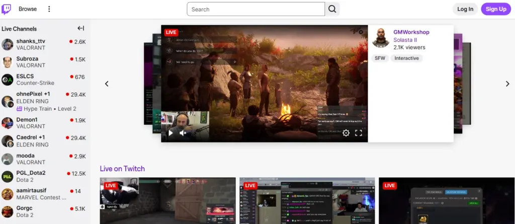 Twitch-homepage