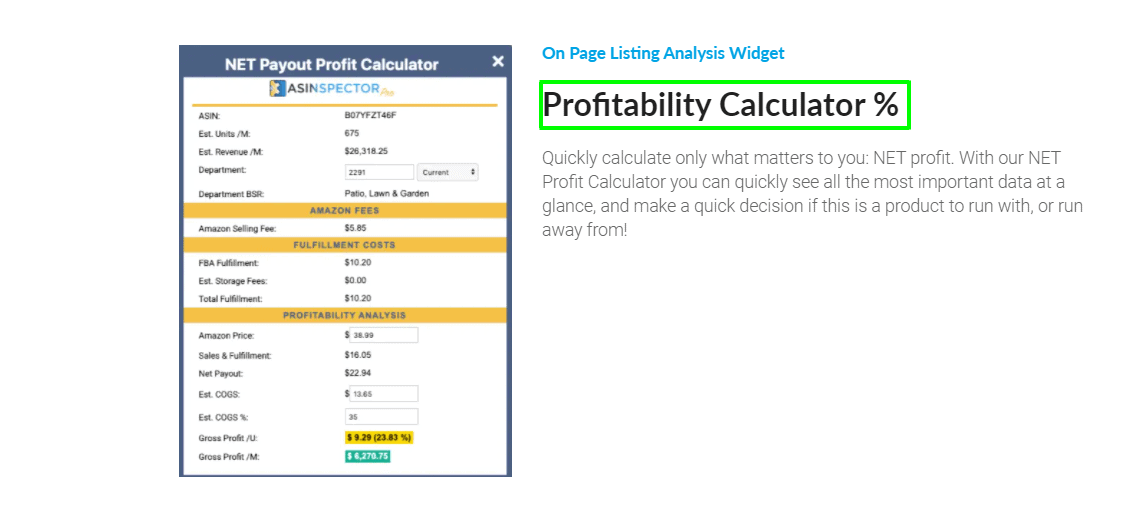 Asinpector Profit Calculator- ASINpector vs Junglescout