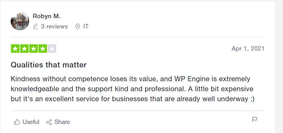wp engine customer review