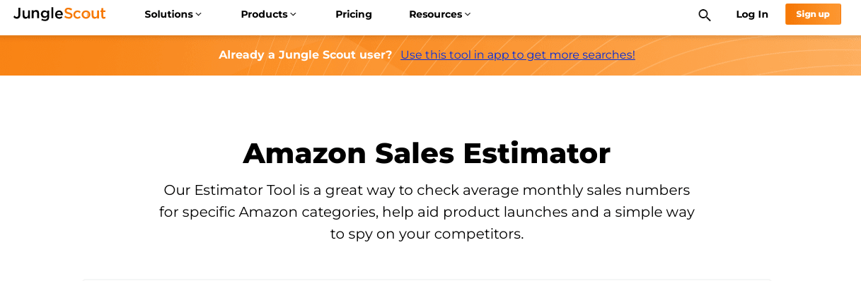 Jungle Scout Sales Estimator