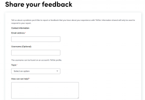 TikTok Via Its Feedback Form