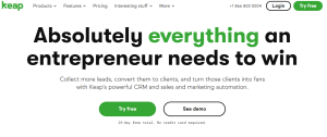 Keap Homepage