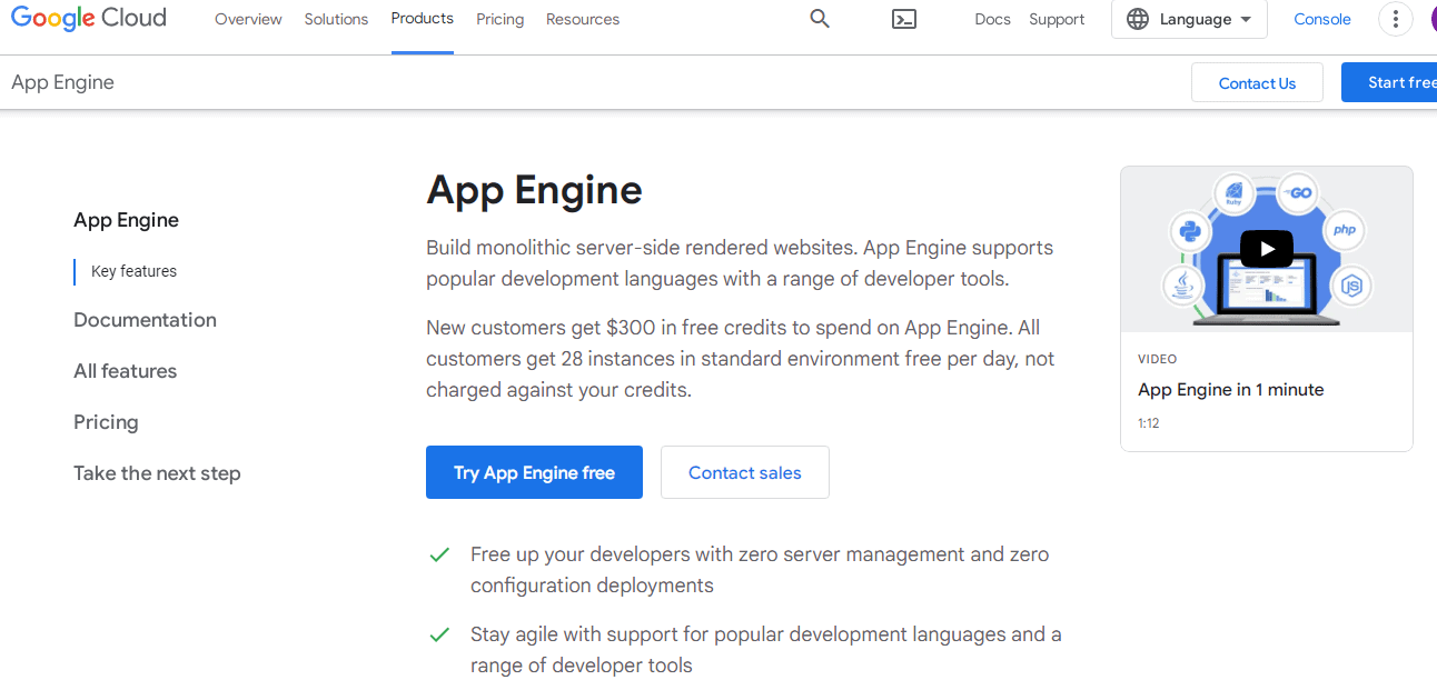 Google App Engine Homepage