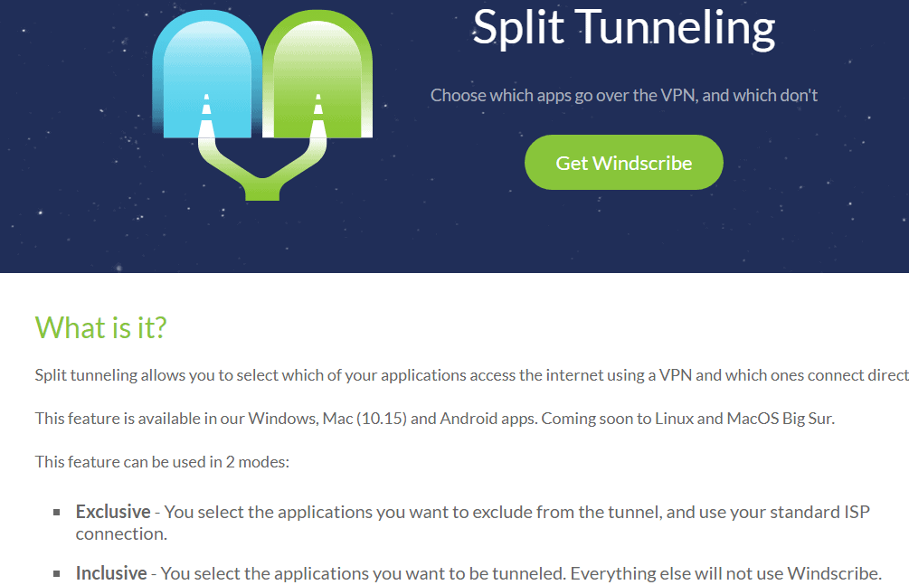 Split Tunnel- Windscribe