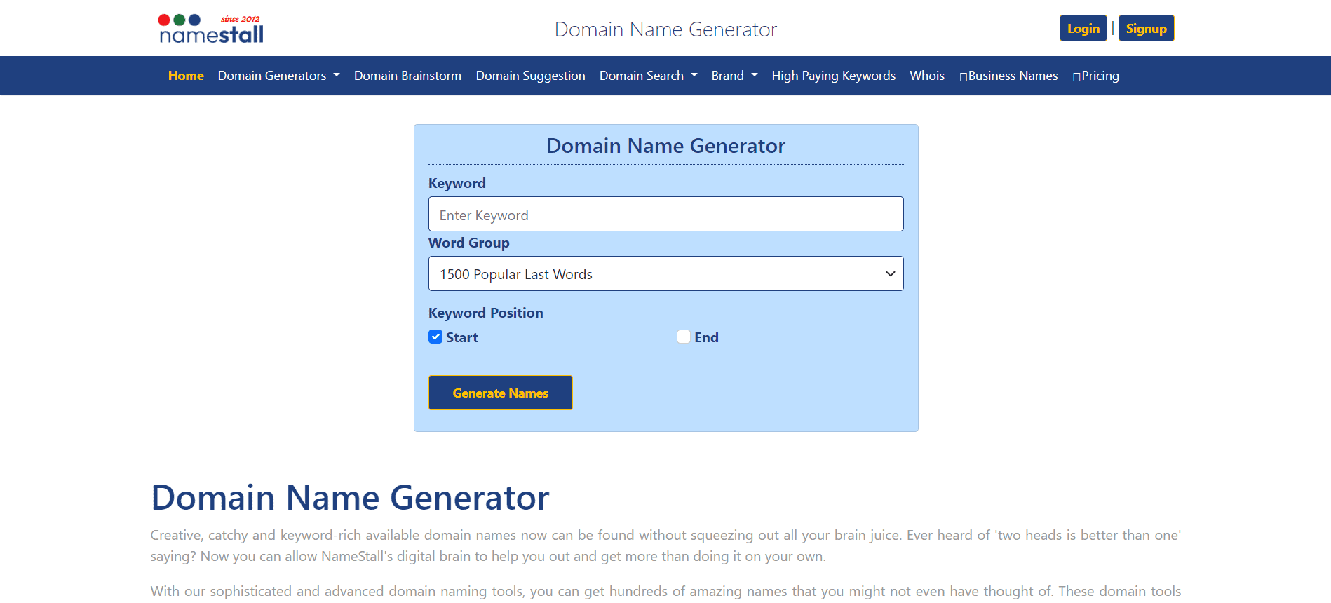 nameStall- best domain name registrar
