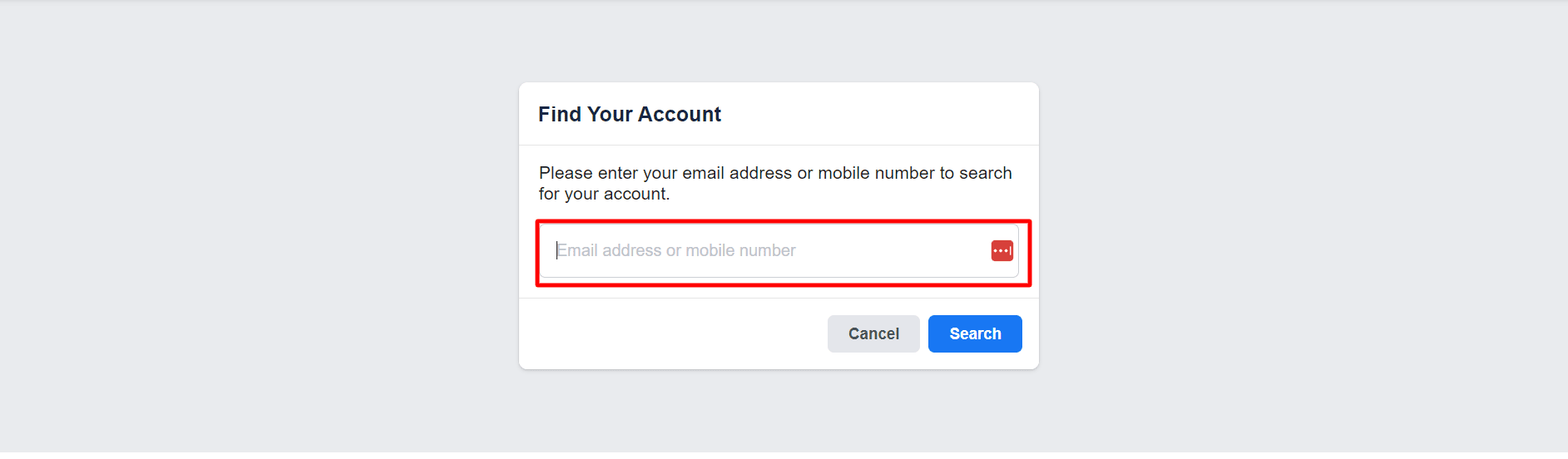 search facebook email