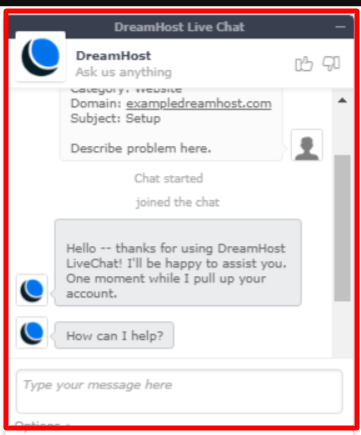 Dreamhost customer support live chat