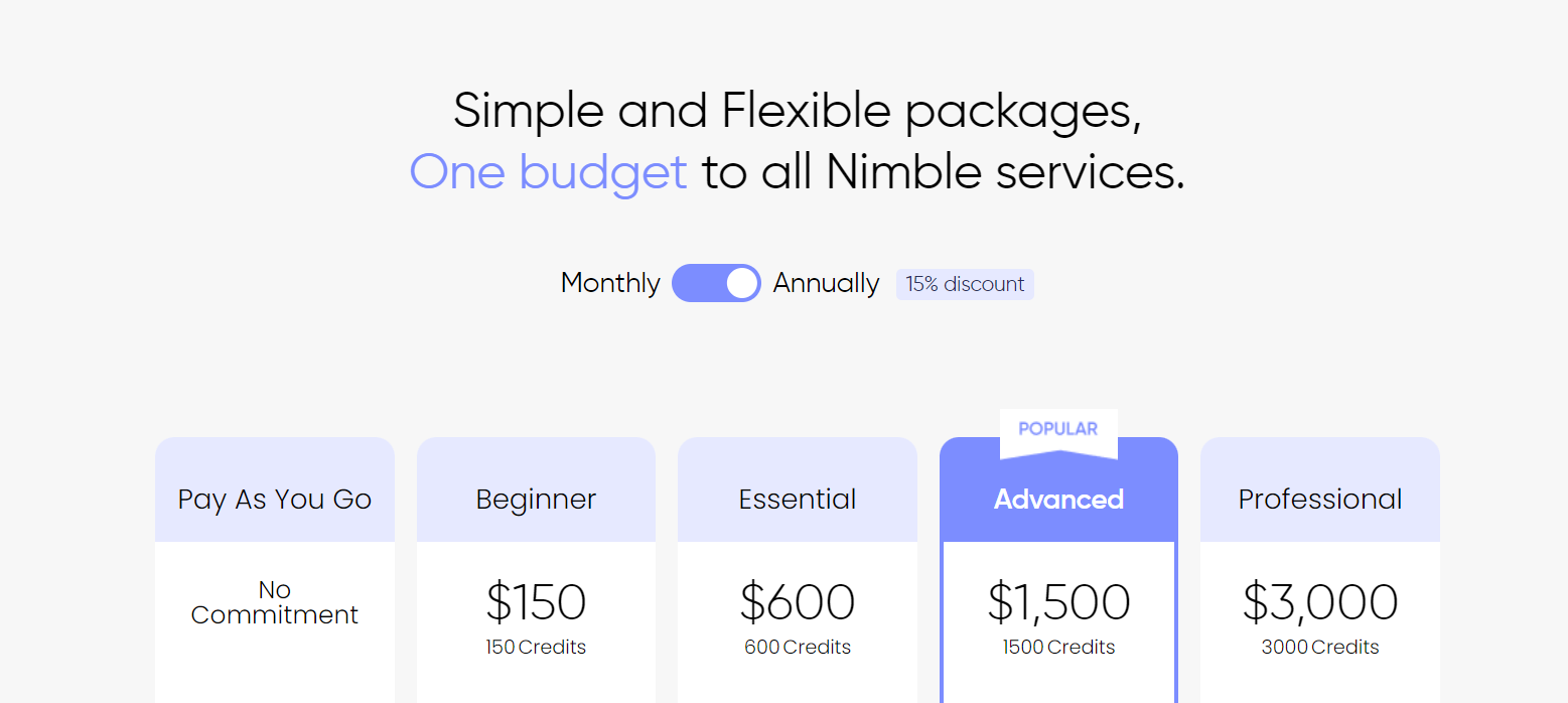 Nimble pricing