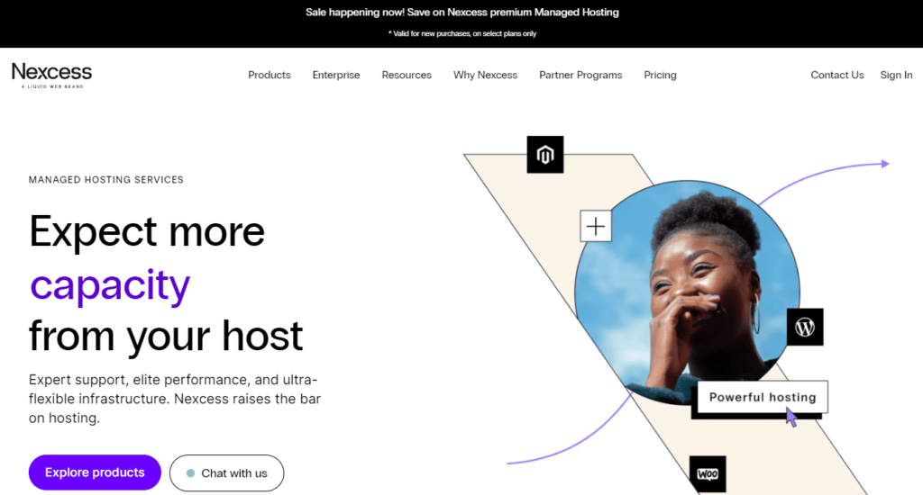 Nexcess hosting homepage