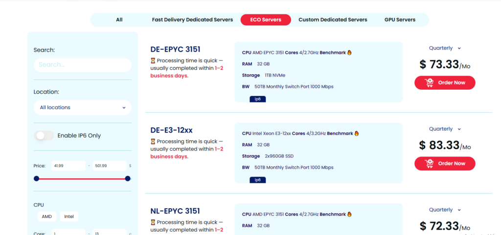 MonoVm ECO Servers Pricing