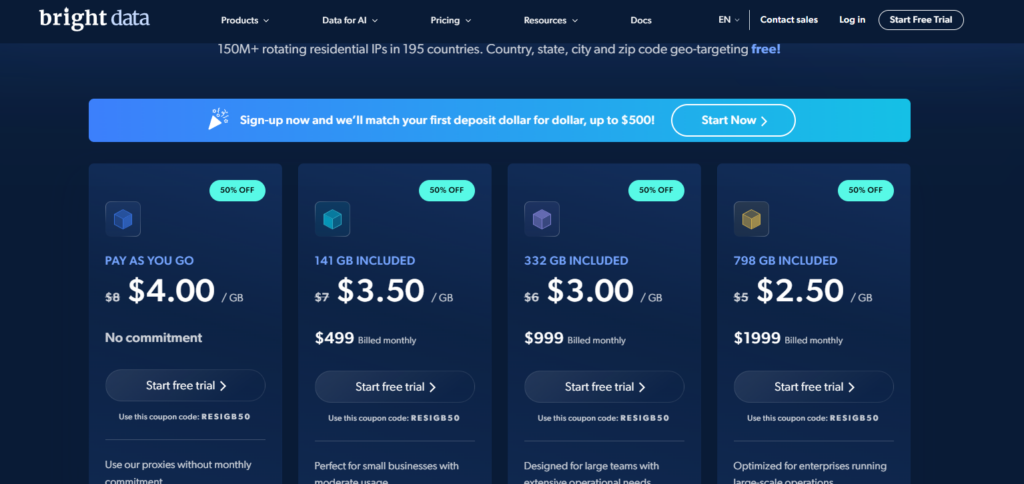 Bright Data Plan and Pricing
