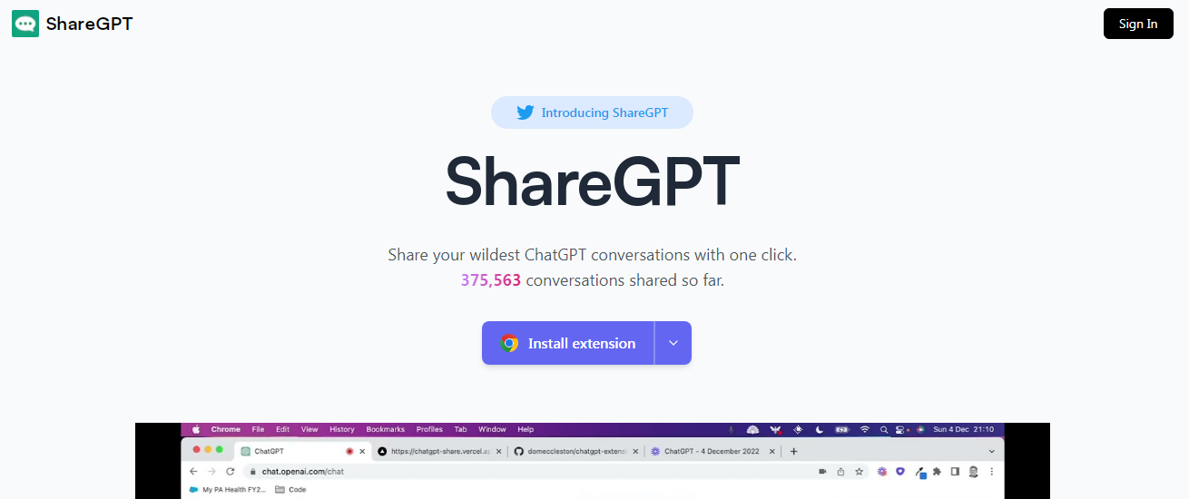 sharegpt homepage