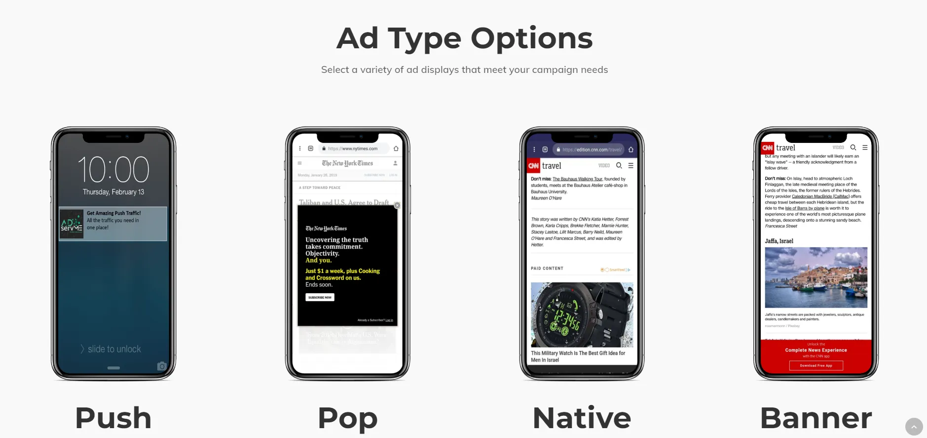 Pushub Ad Type Options