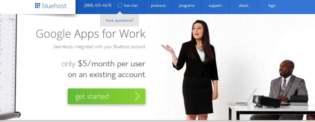 Bluehost google apps for work
