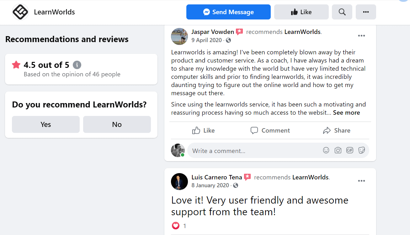 Learnworlds review facebook Learnworlds review facebook