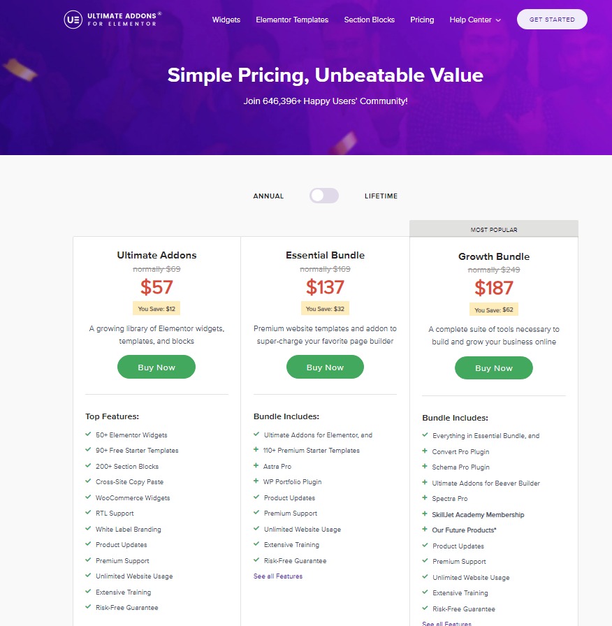 Ultimate Addons pricing Ultimate Addons pricing