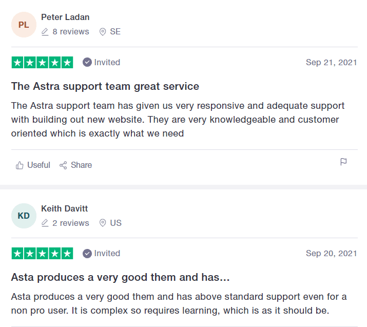 Astra User Reviews Astra User Reviews