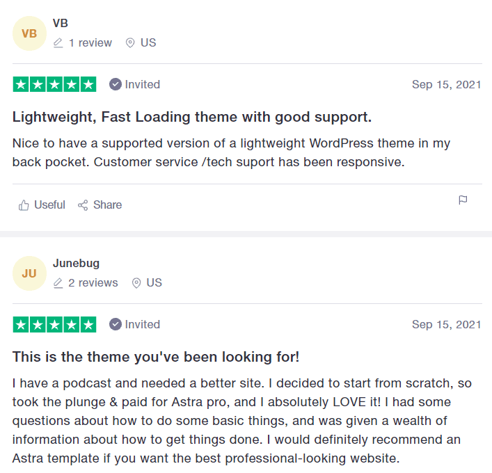 Astra User Reviews Astra User Reviews