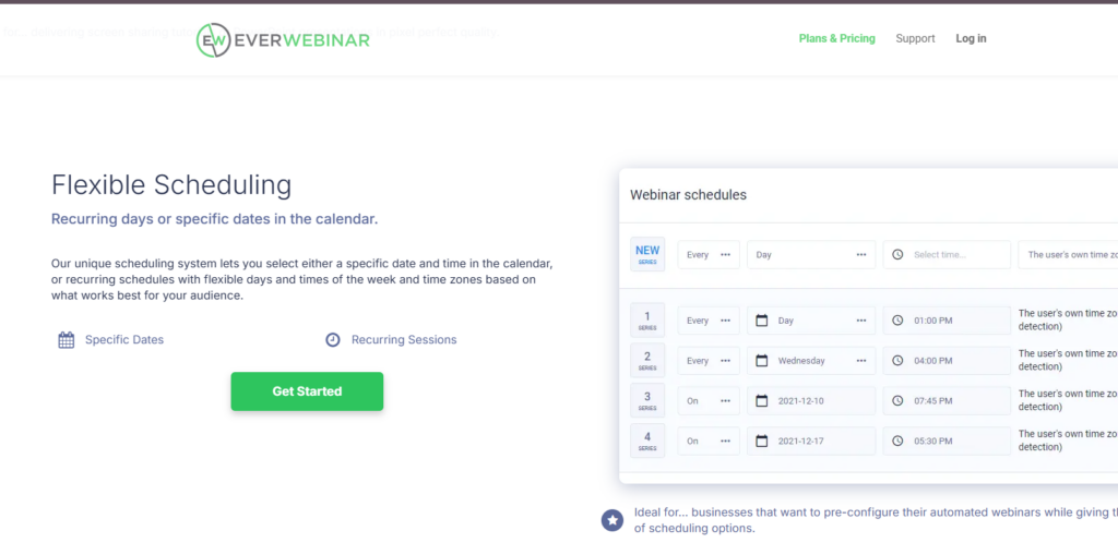 EverWebinar Flexible Scheduling Options