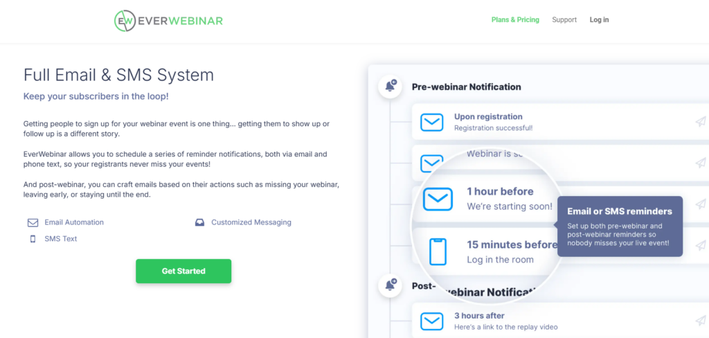 EverWebinar Email and SMS Reminders