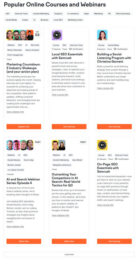 Learning Resources SEMrush