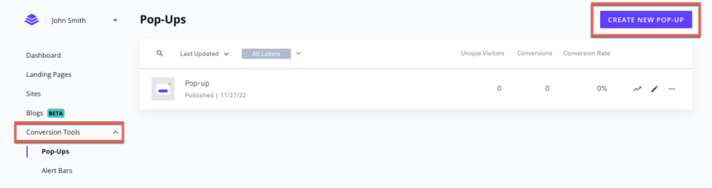 Leadpages Built-In Pop-Ups & Alert Bars