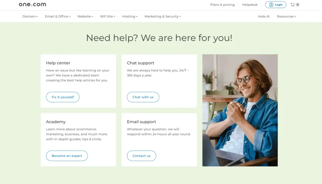 one.com Review - Support