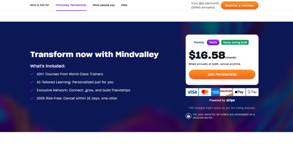 Pricing and Subscription of Mindvalley