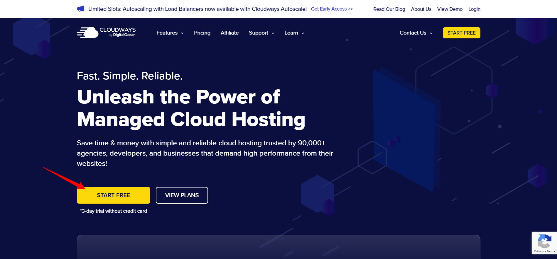 Clouways hosting homepage