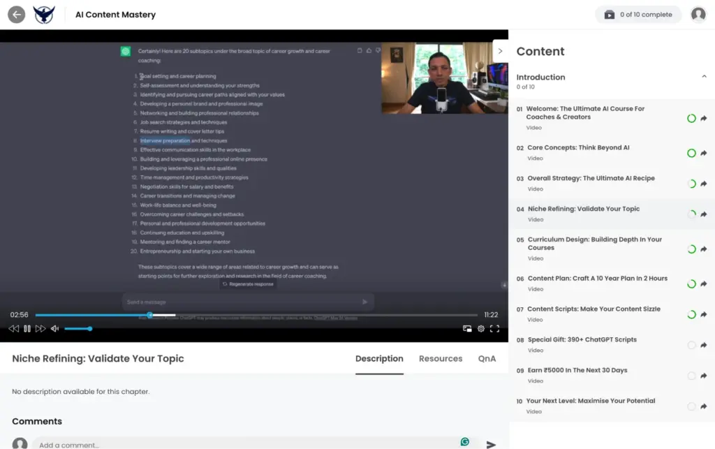 Lecture 4 — Niche Refining: Validate Your Topic