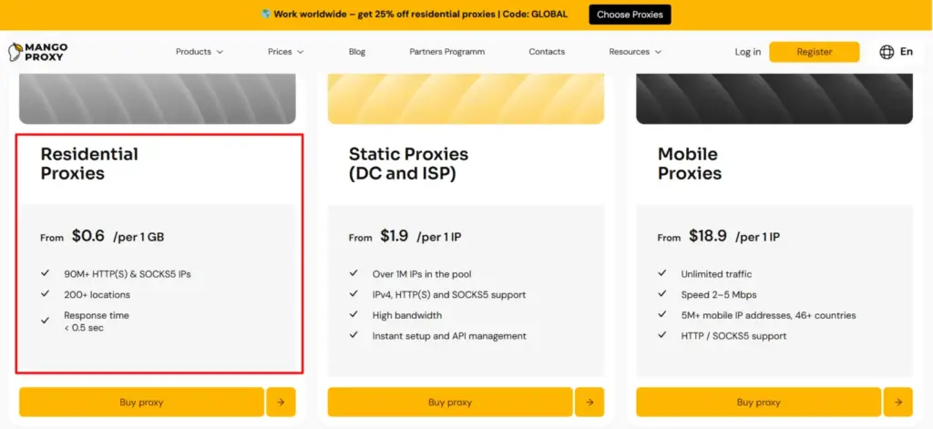 Go to the Proxies dashboard