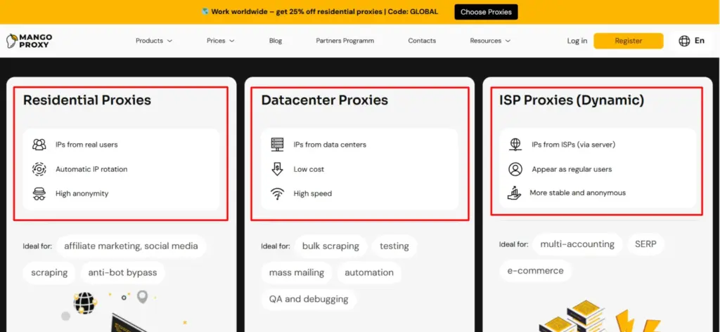 MangoProxy Proxy Type Comparison