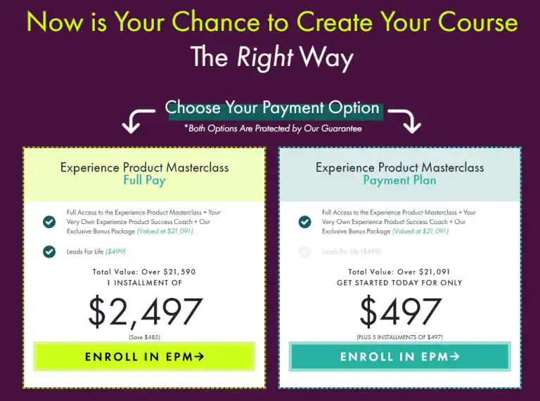 Experience Product Masterclass Pricing